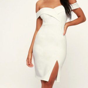Classic Glam White Off-the-Shoulder Bodycon Dress Lulus